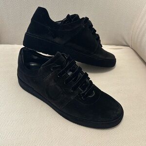 Salvador Ferragamo Black Velvet Sneakers